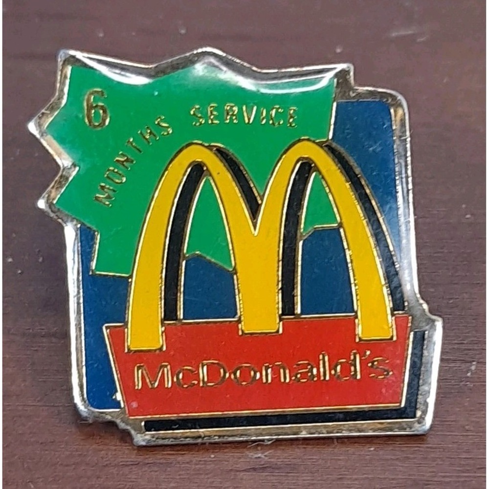 Vintage McDonald's 6 Months Service Enamel Lapel Pin Single Clutch Back